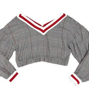 Forever 21 Alabama Houndstooth Varsity Crop Sweater Game Day Crimson Tide Size S